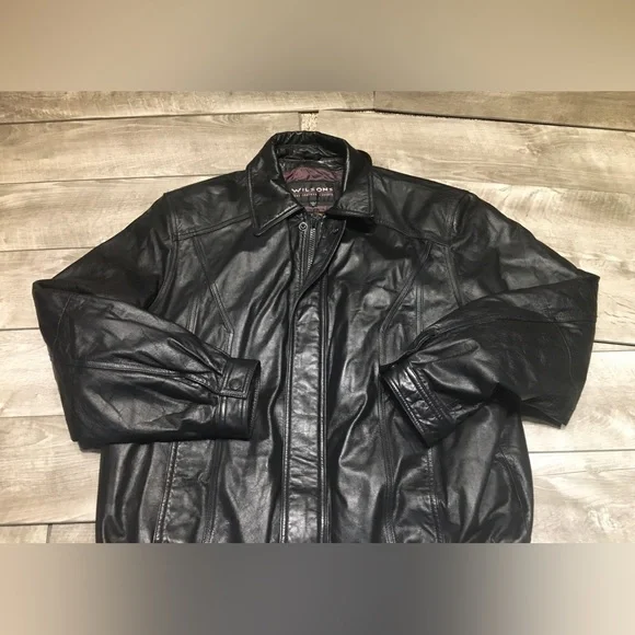 Wilsons Leather Flight Black Bomber Men’s Jacket 80’s 90's Vintage Size XLarge - Picture 3 of 12